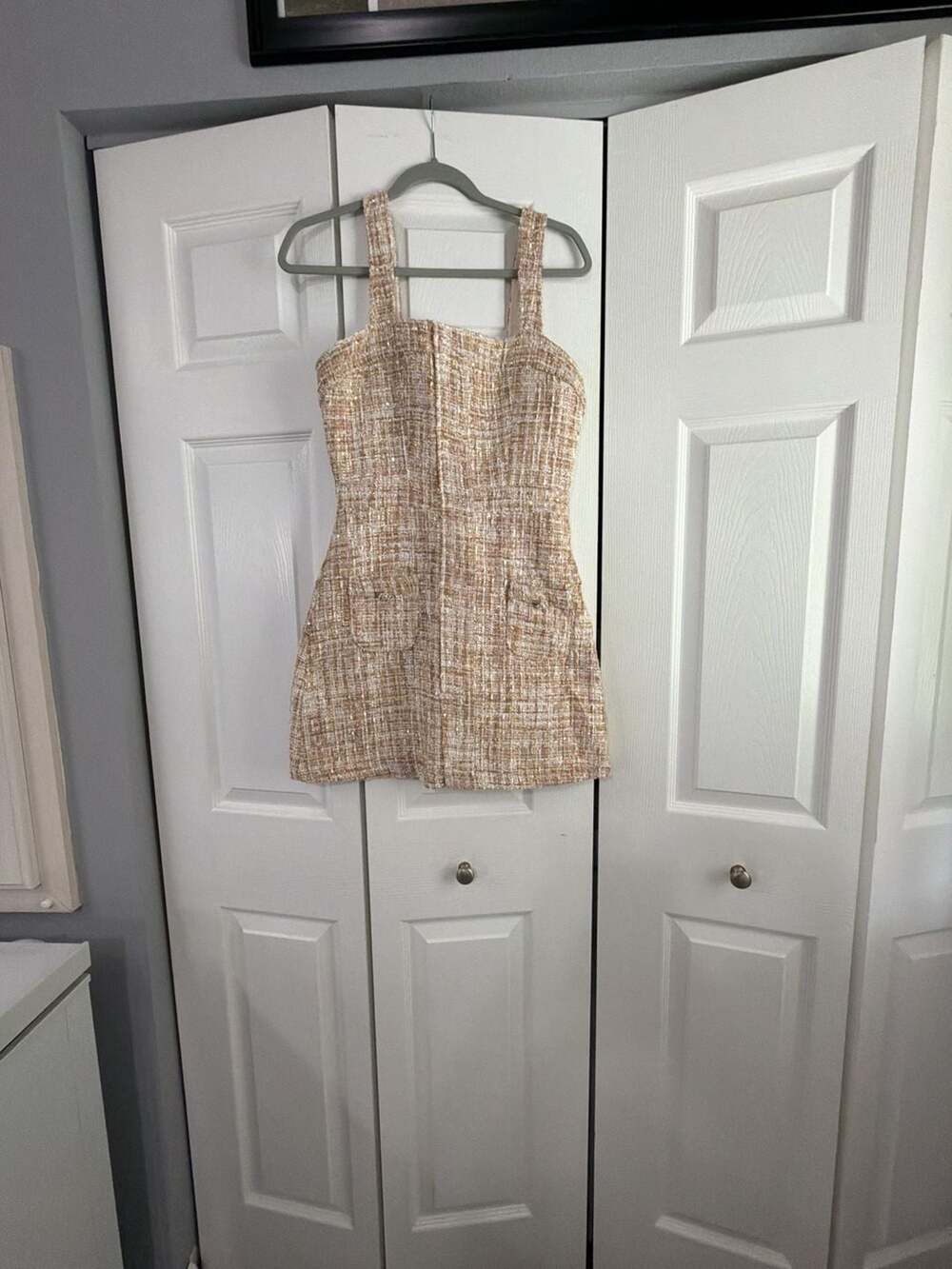 Lea & Viola Sleeveless Metallic Tweed Mini Dress
